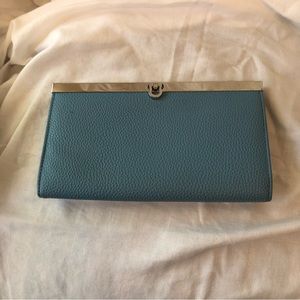 Buxton elegant blue wallet, 8.5 x 5”, blue with silver toggle closure, Preowned